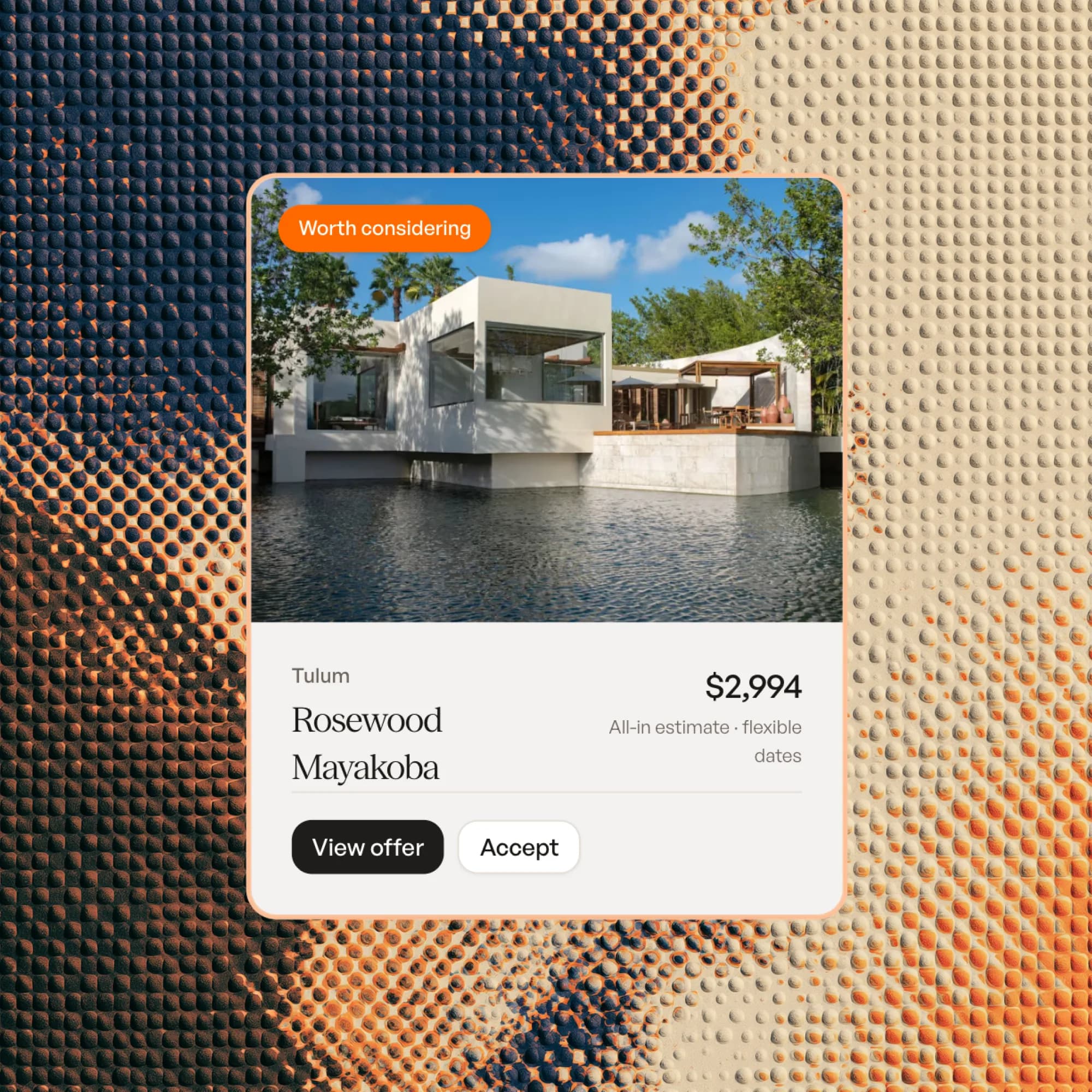 Hotel offer card showing property name and accept options